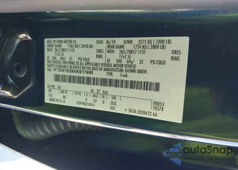 2019 Ford F-150 Xlt z USA, uszkodzony, nr VIN 1FTEW1E5XKKE17695